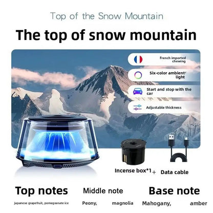 Snow Mountain Smart Car Fragrance Diffuser Rechargeable Air Diffuser Auto Air Freshener Cloud Mist With RGB Light Car Interior