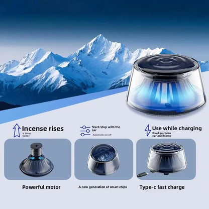 Snow Mountain Smart Car Fragrance Diffuser Rechargeable Air Diffuser Auto Air Freshener Cloud Mist With RGB Light Car Interior