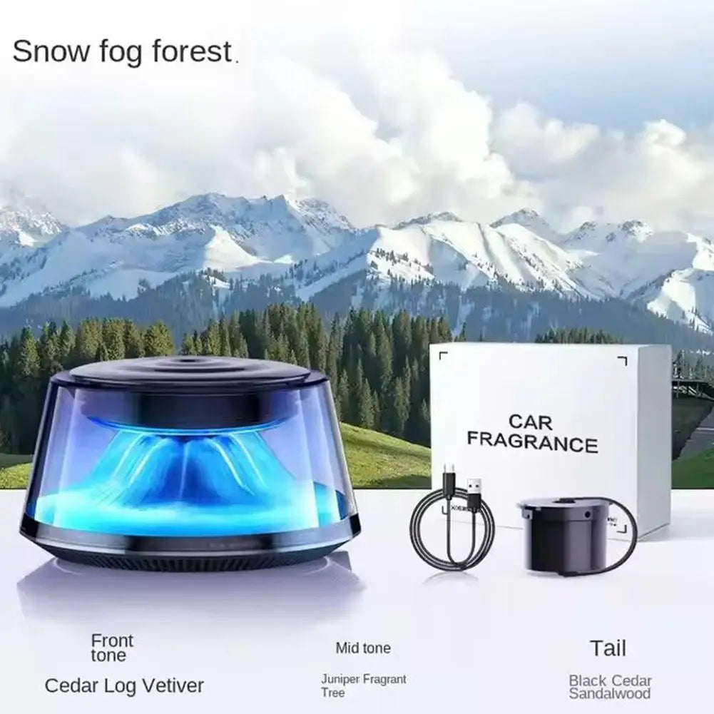 Snow Mountain Smart Car Fragrance Diffuser Rechargeable Air Diffuser Auto Air Freshener Cloud Mist With RGB Light Car Interior
