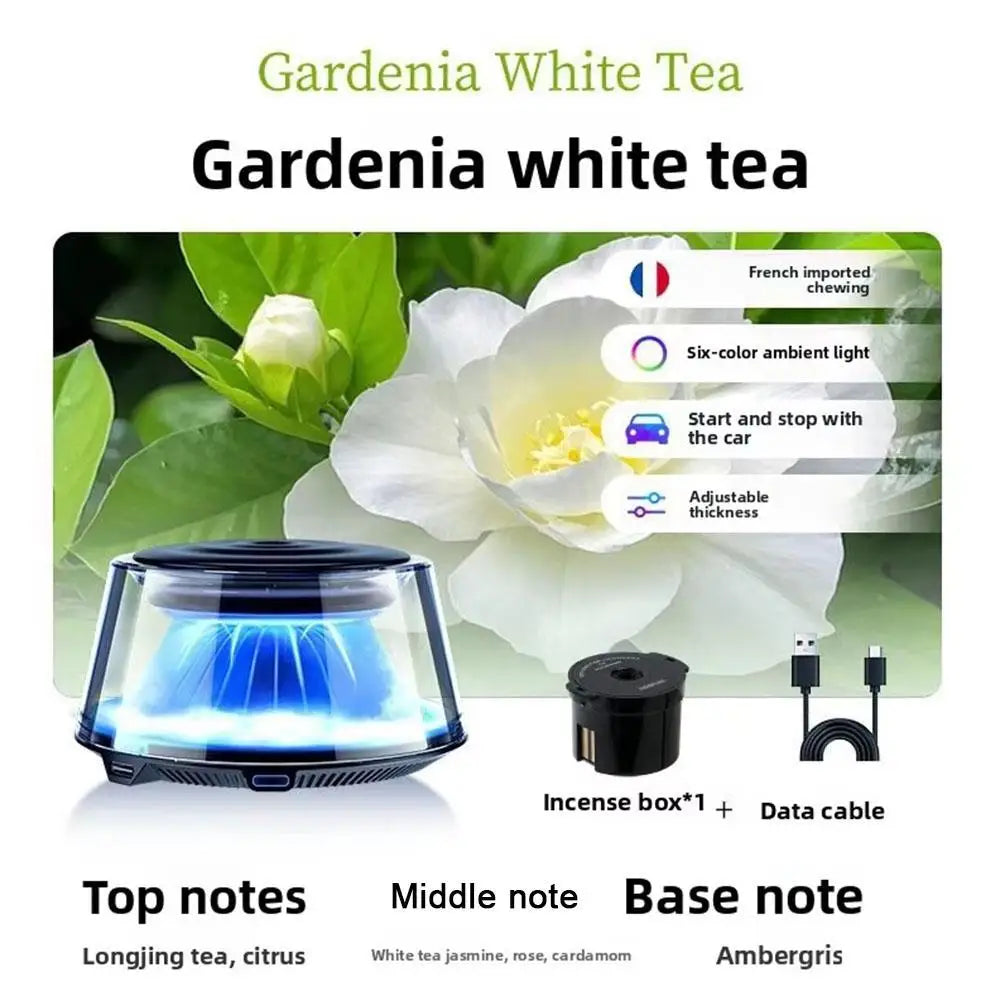 Snow Mountain Smart Car Fragrance Diffuser Rechargeable Air Diffuser Auto Air Freshener Cloud Mist With RGB Light Car Interior