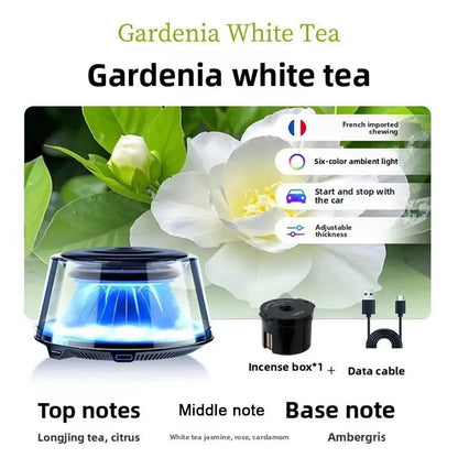 Snow Mountain Smart Car Fragrance Diffuser Rechargeable Air Diffuser Auto Air Freshener Cloud Mist With RGB Light Car Interior