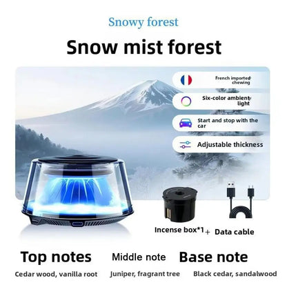 Snow Mountain Smart Car Fragrance Diffuser Rechargeable Air Diffuser Auto Air Freshener Cloud Mist With RGB Light Car Interior