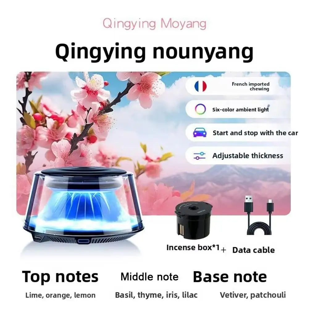 Snow Mountain Smart Car Fragrance Diffuser Rechargeable Air Diffuser Auto Air Freshener Cloud Mist With RGB Light Car Interior
