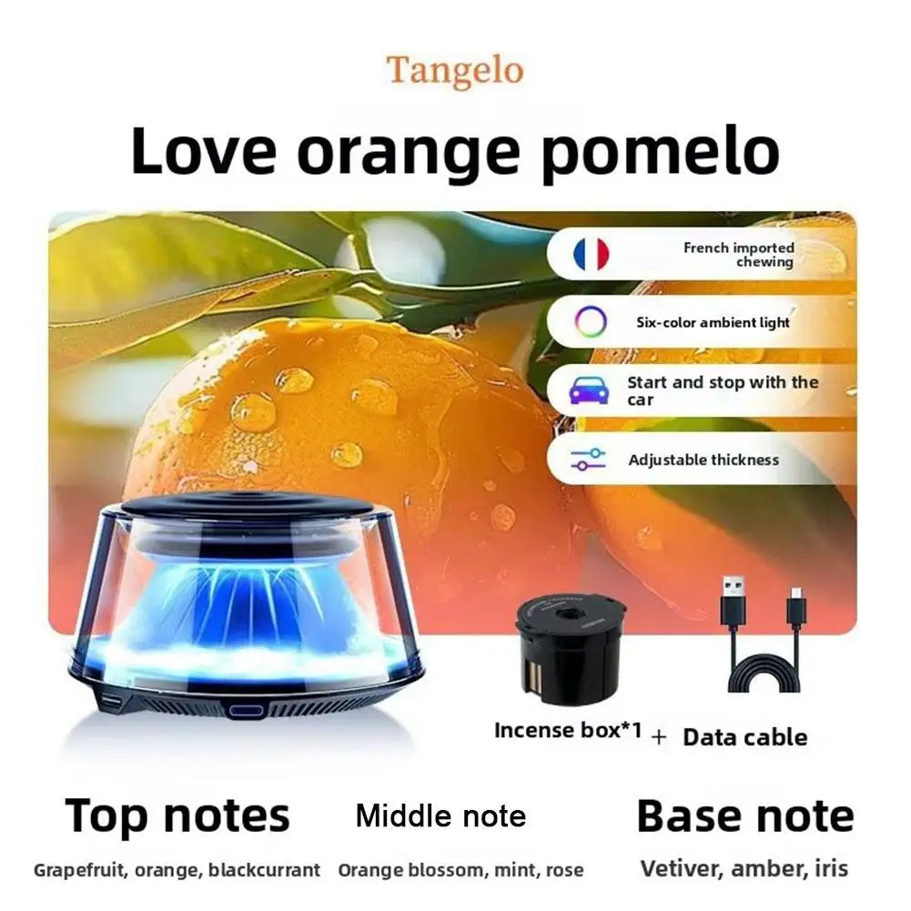 Snow Mountain Smart Car Fragrance Diffuser Rechargeable Air Diffuser Auto Air Freshener Cloud Mist With RGB Light Car Interior